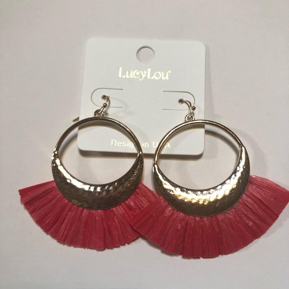 Beautiful straw red earrings